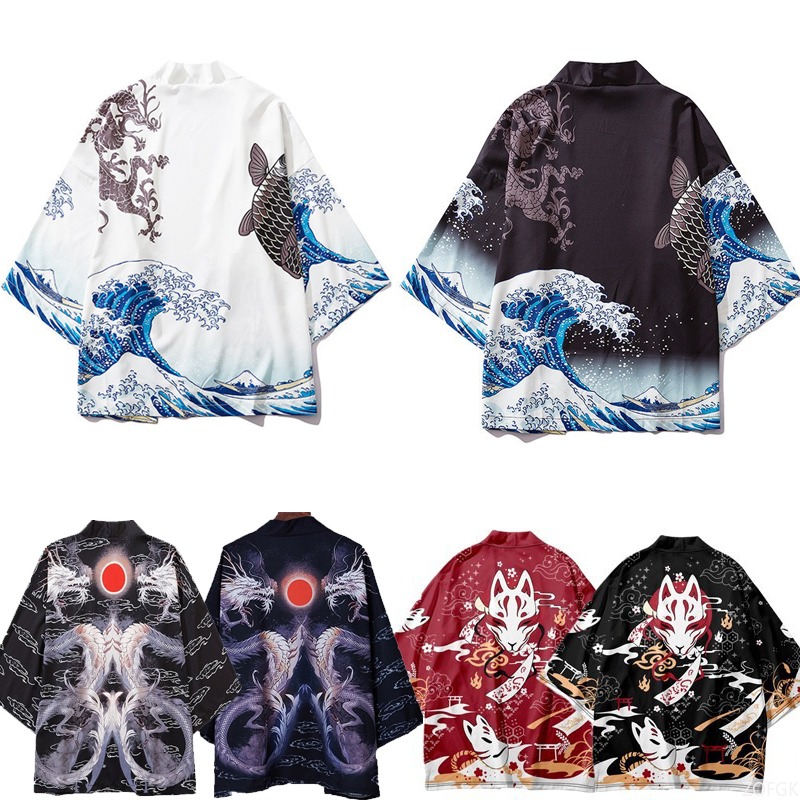 Women'S Fashion Kimono - Kimono con capa estampada Harajuku Haori