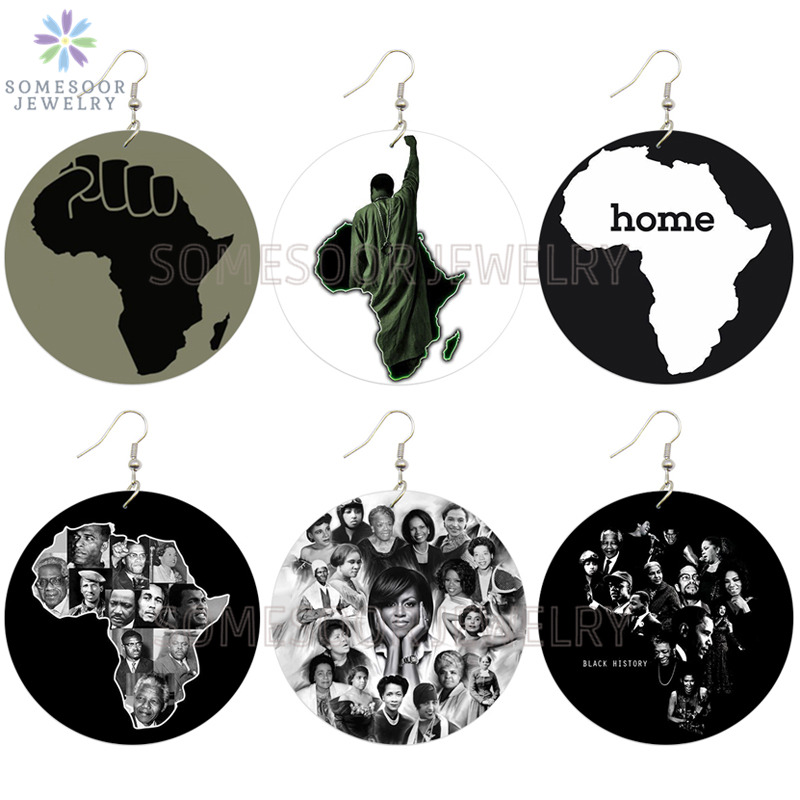 Women Fashion History - SOMESOOR-pendientes de gota de madera para