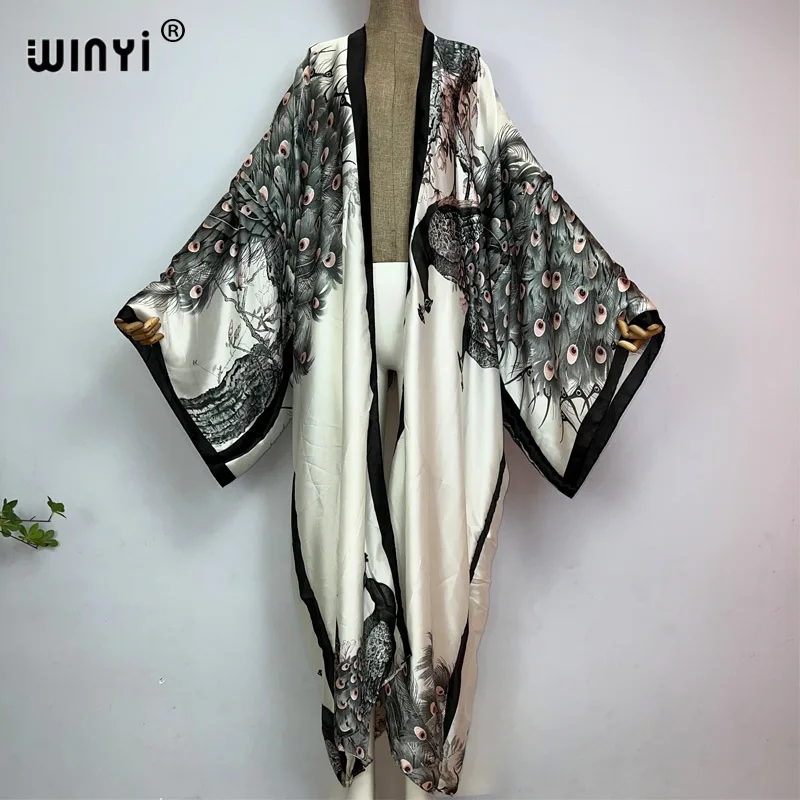 Women'S Fashion Kimono - WINYI-kimono clásico con estampado de pavo