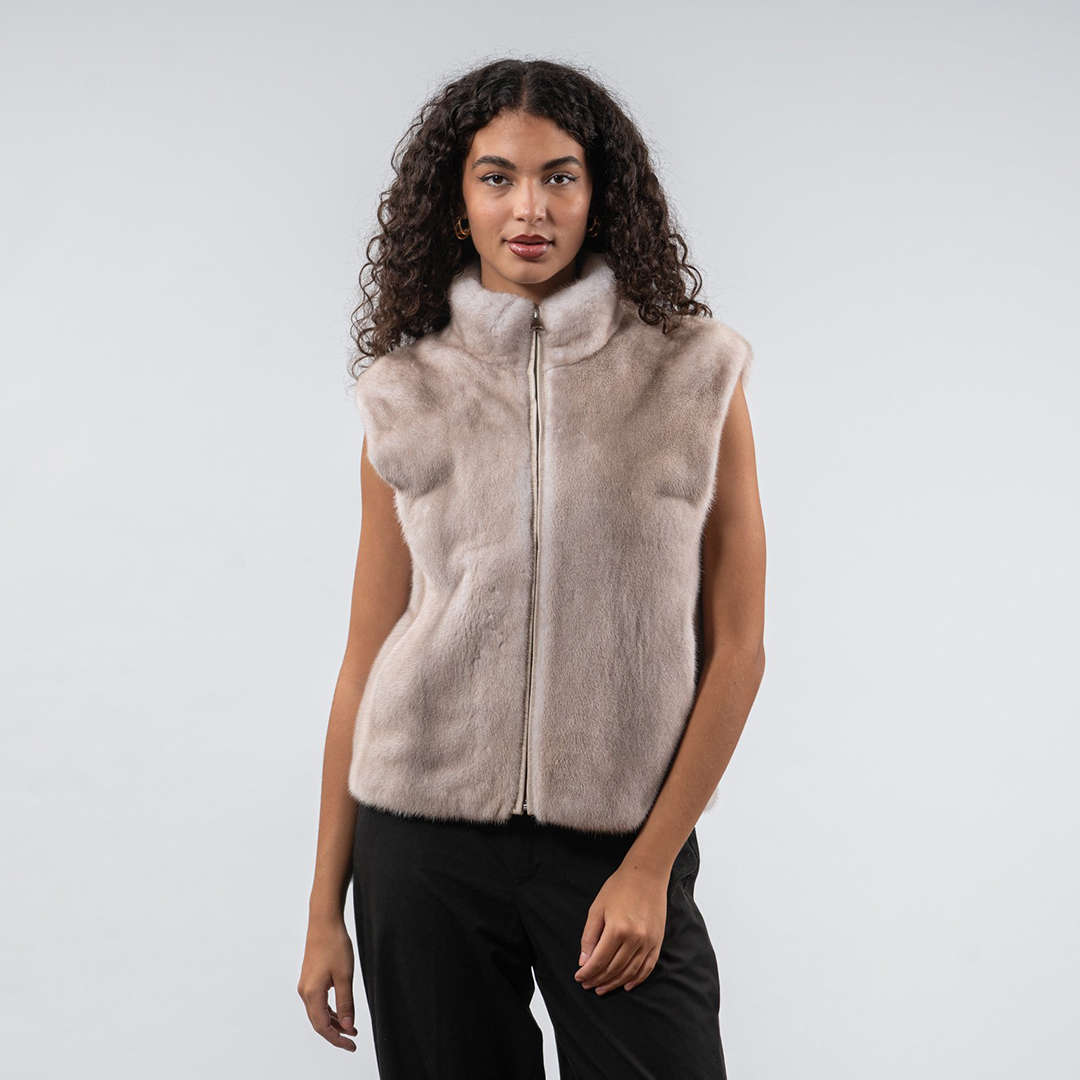 Women'S Fashion Gilet - Chaleco de Piel Sintética de Visón