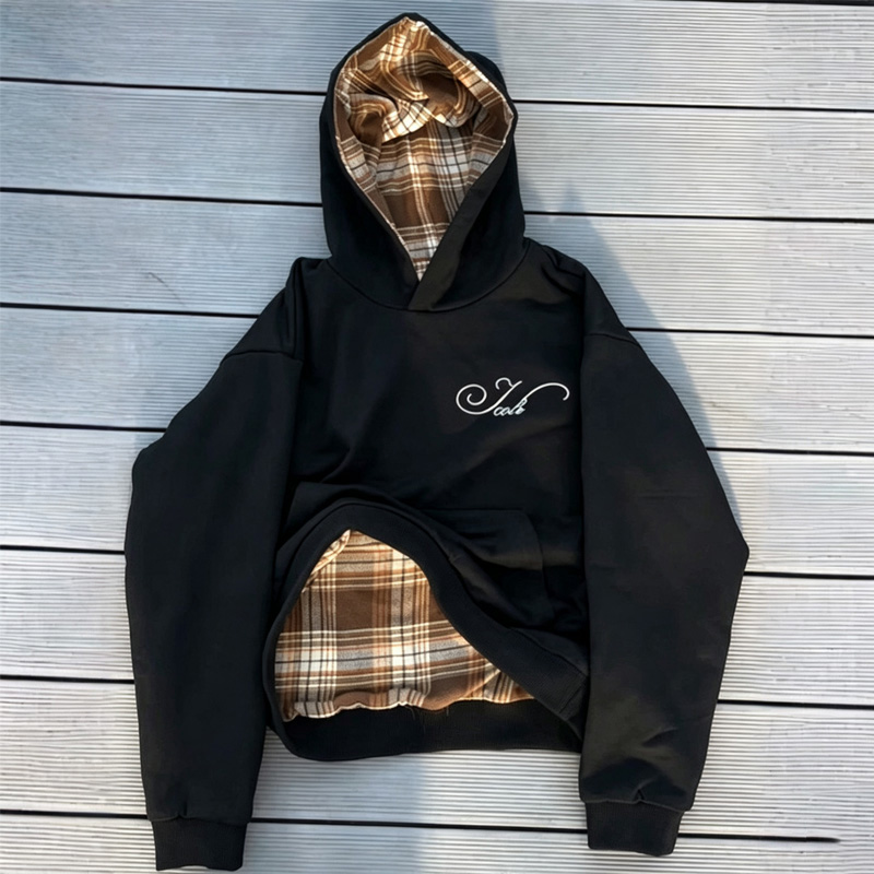 Hoodie Women Oversized - Sudadera con Capucha Reversible a Cuadros