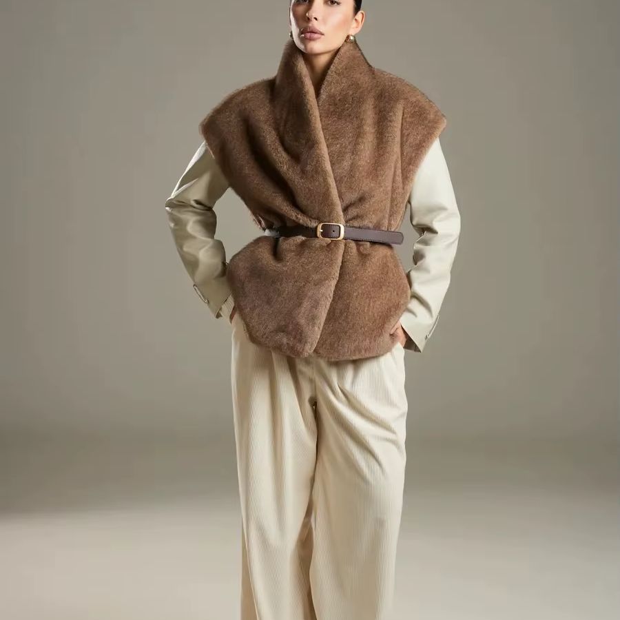 Women'S Fashion Gilet - Chaleco de Pelo Sintético sin Mangas