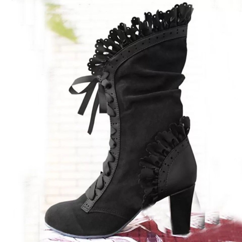Women'S Fashion Victorian - Zapatos de tacón alto con cordones