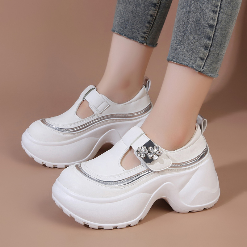 Women'S Fashion Velcro Sneakers - Zapatos informales con decoración de purpurina