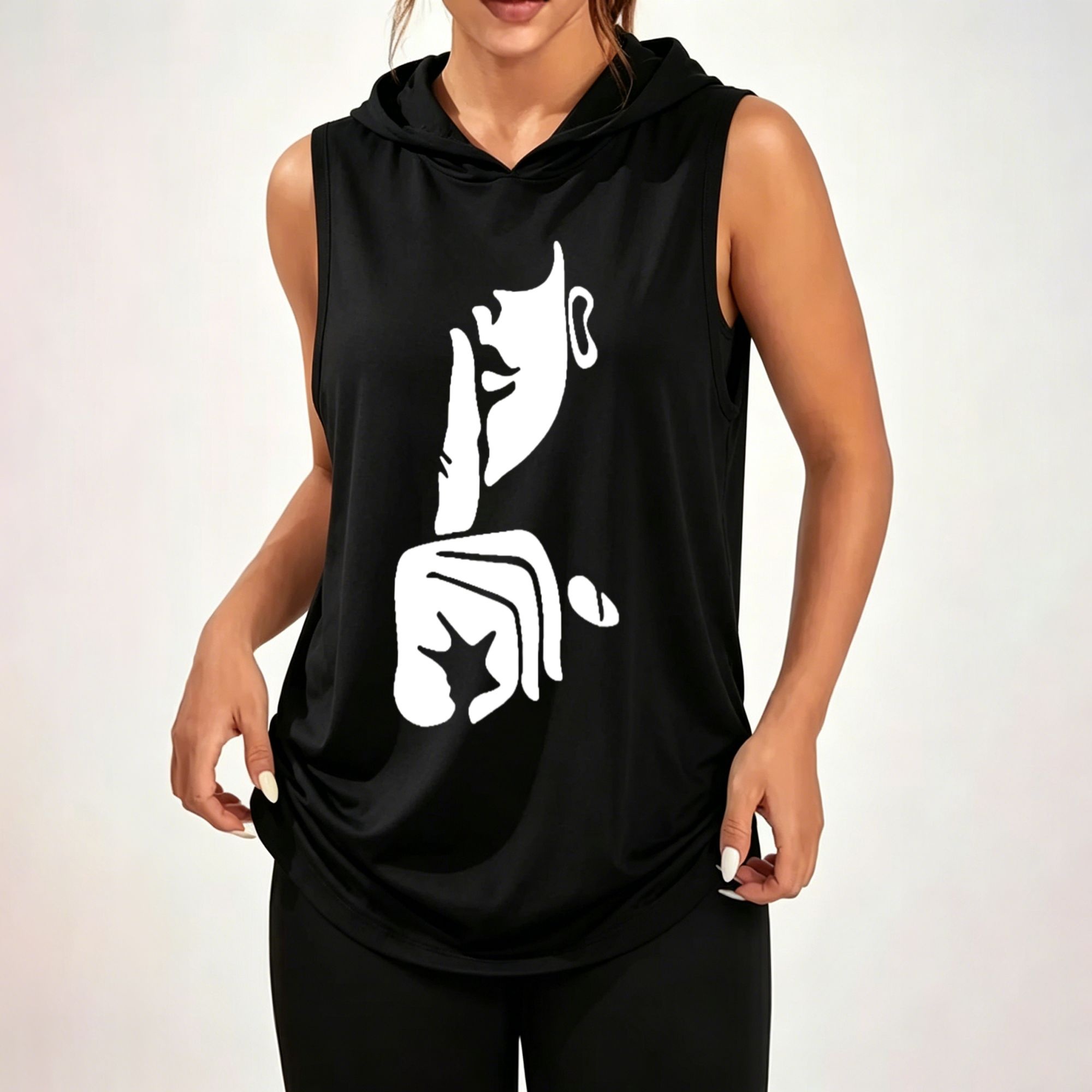 Hoodie Women Oversized - Sudadera sin mangas de corte holgado