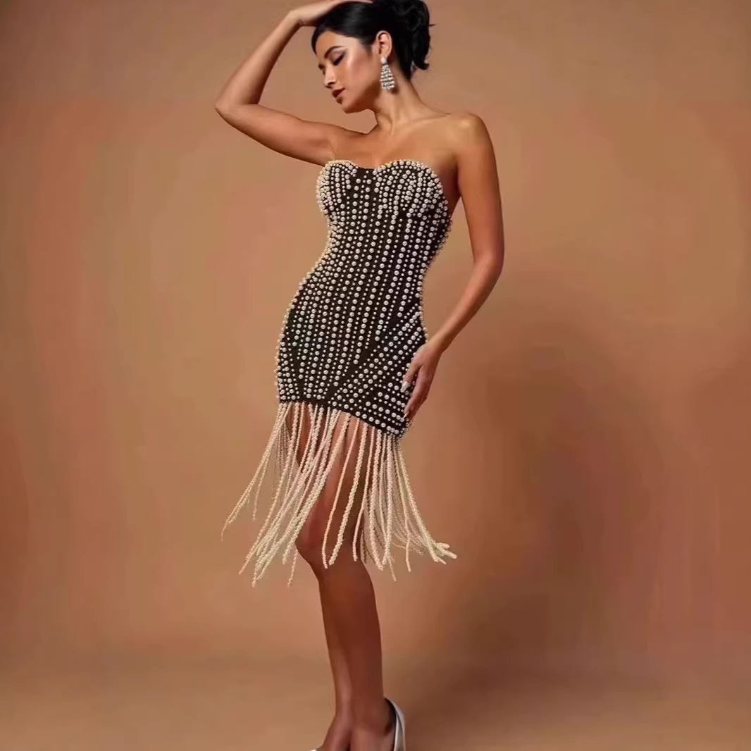 Women'S Fashion Dresses Images - Vestido Corto Sexy sin Tirantes, Ajustado