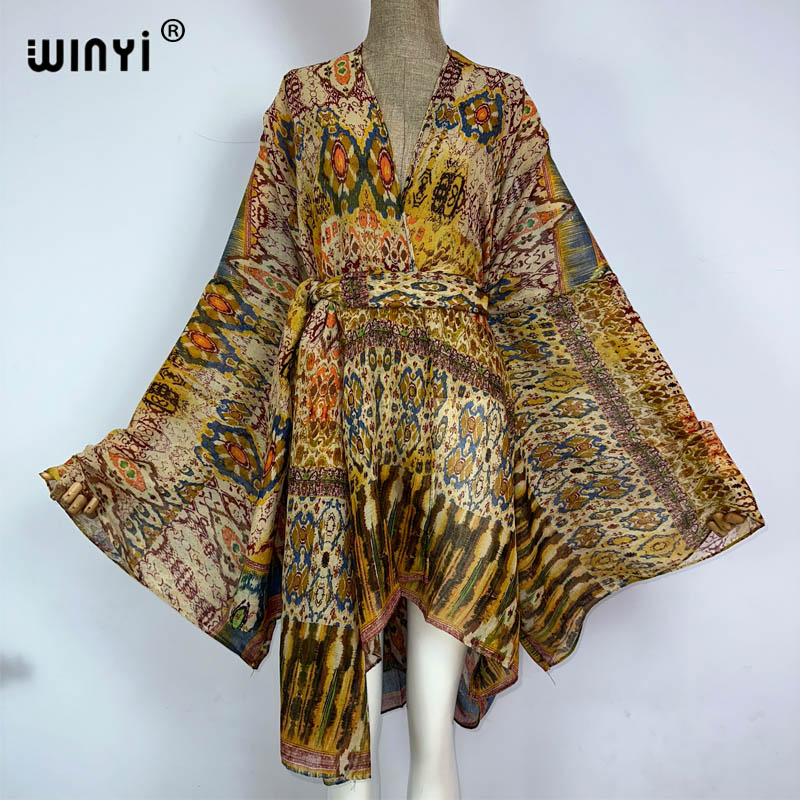 Women'S Fashion Kimono - WINYI-kimono con cinturón para mujer, trajes