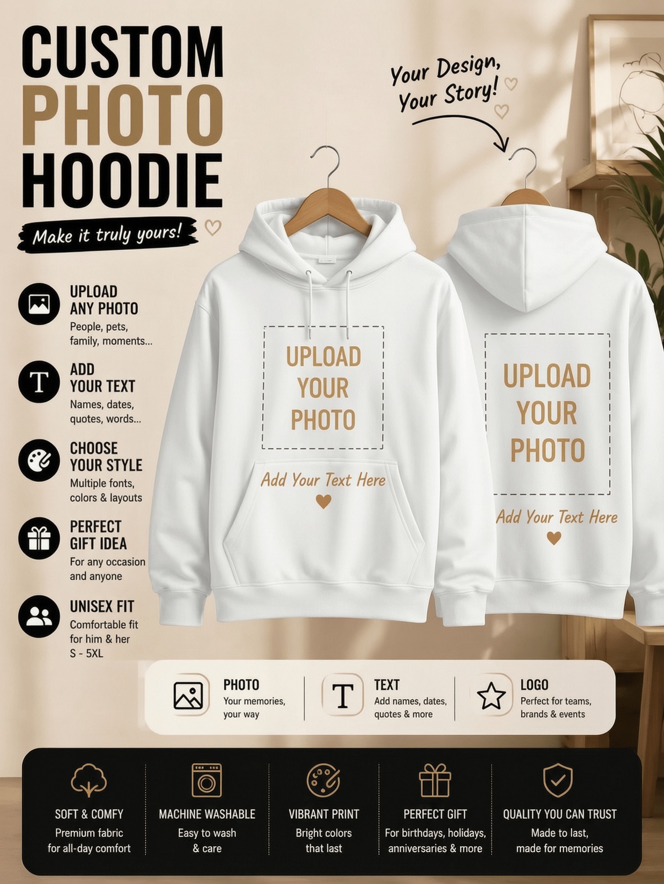 Hoodie Women Oversized - Sudaderas con Capucha Personalizadas de Invierno