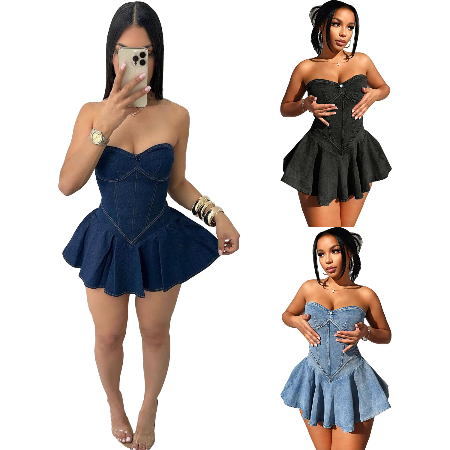 Women'S Fashion E Commerce - D8699 Mini vestido Sexy de corte