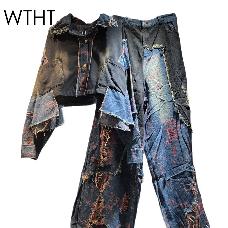 Women'S Fashion Denim Jacket - WTHT nueva moda mujer Patchwork lavado
