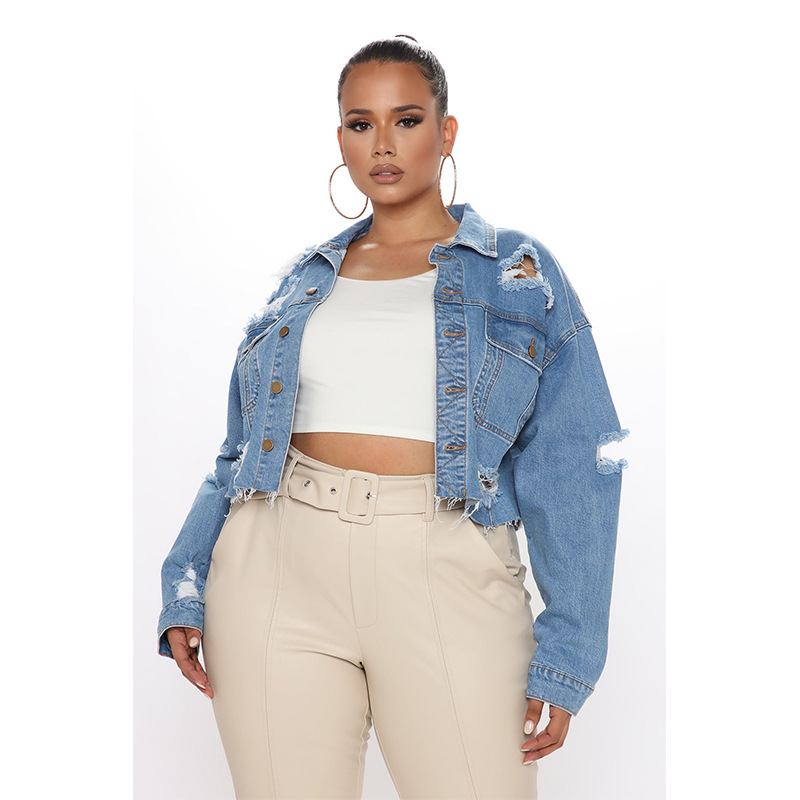 Chaqueta corta de mezclilla ra - Women'S Fashion Denim Jacket reseña y precio