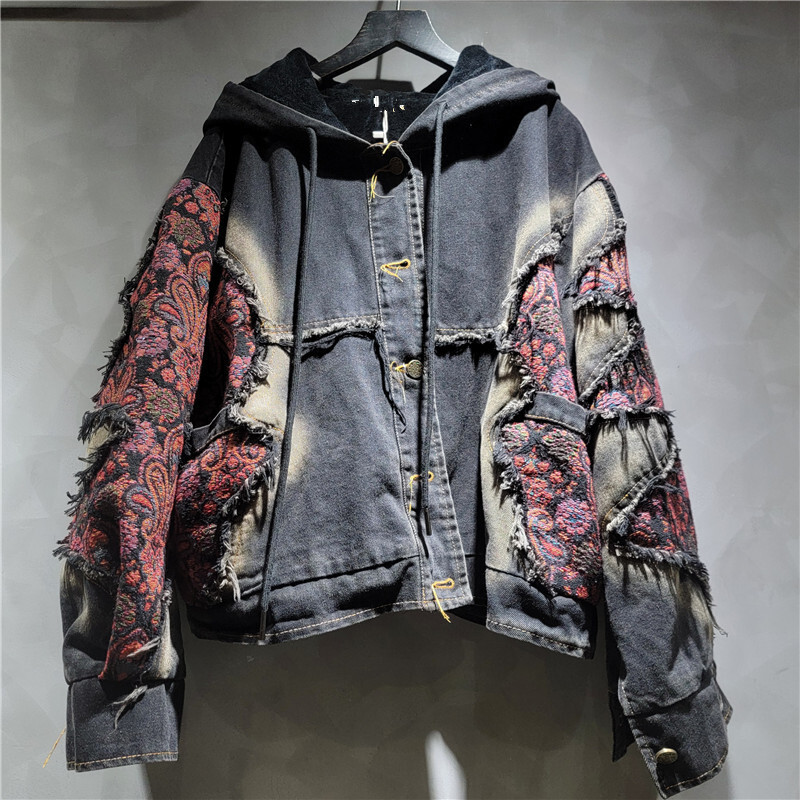 WTHT moda mujer lavado Patchwo - Women'S Fashion Denim Jacket reseña y precio