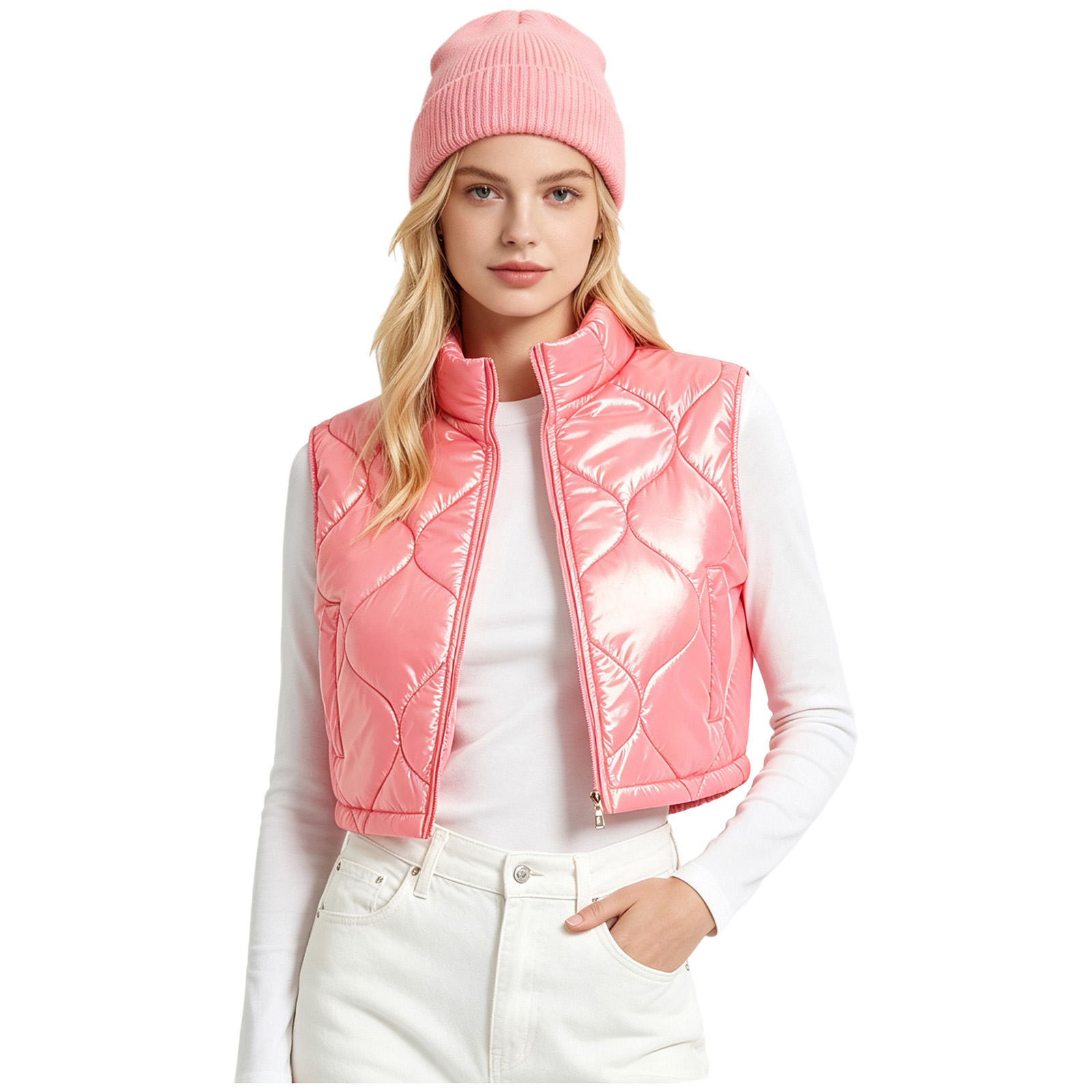 Chaleco corto acolchado de alg - Women'S Fashion Gilet reseña y precio