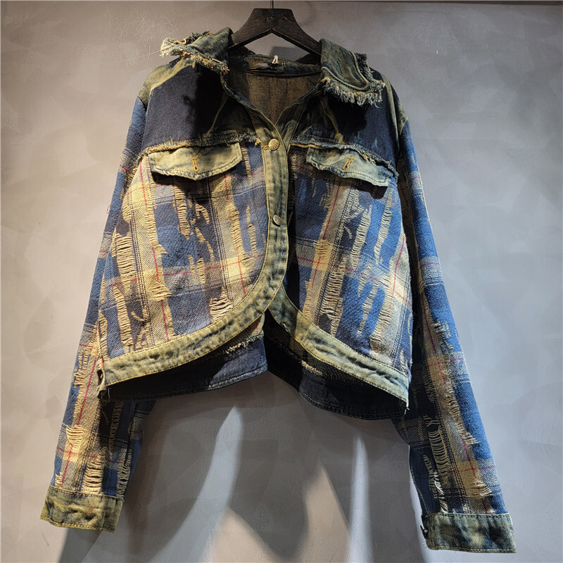 WTHT moda mujer Irregular Patc - Women'S Fashion Denim Jacket reseña y precio