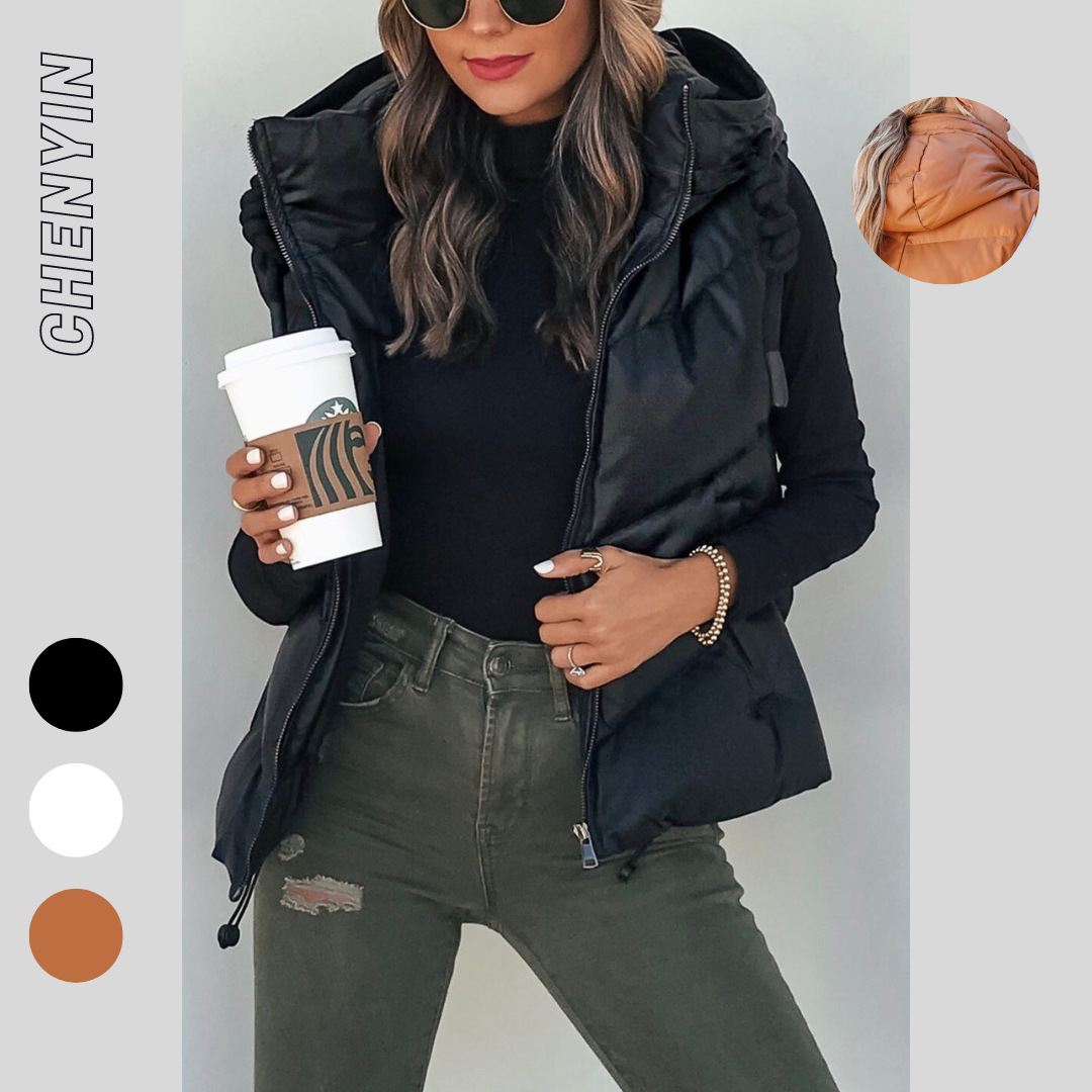 Chaleco Acolchado con Capucha  - Women'S Fashion Gilet reseña y precio