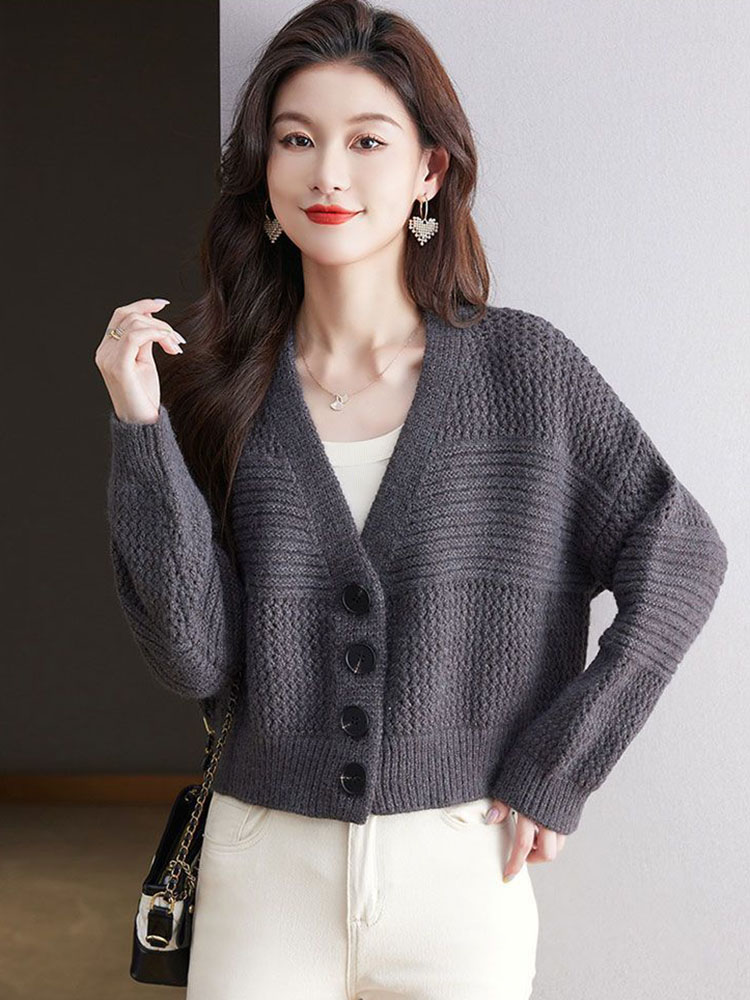 Cárdigan de punto corto inform - Women'S Fashion Gilet reseña y precio