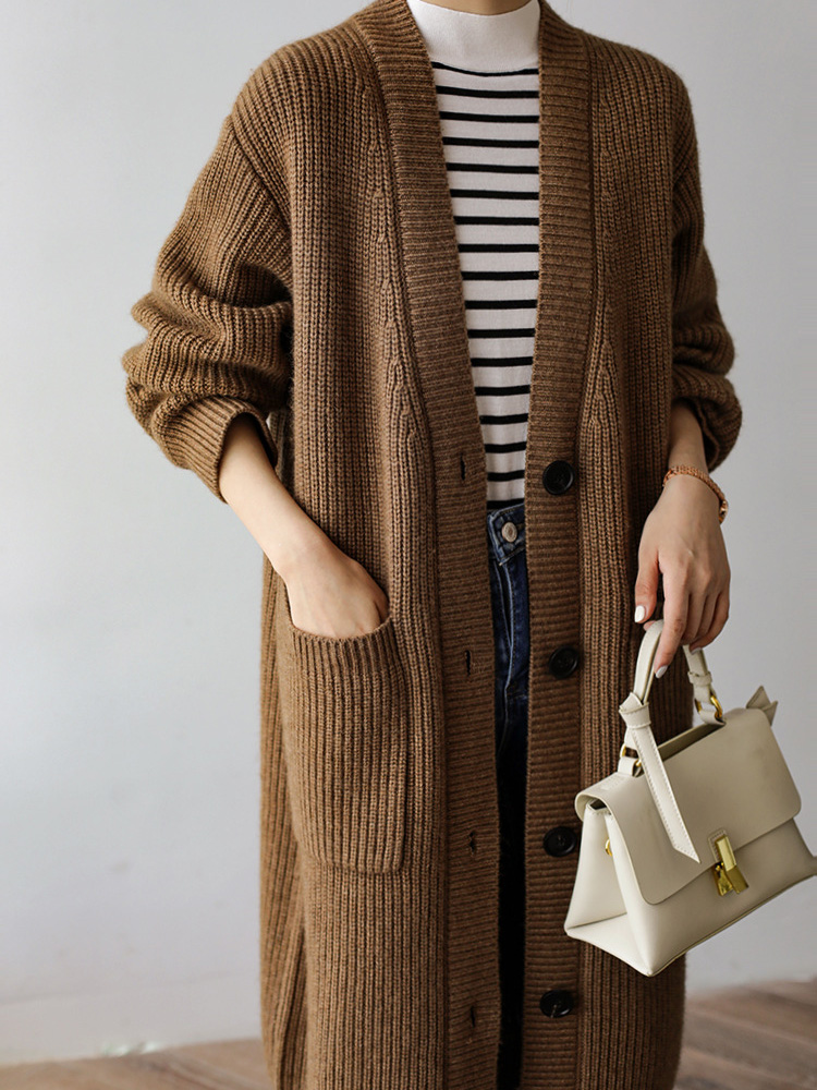 Cárdigan largo de punto holgad - Women'S Fashion Gilet reseña y precio