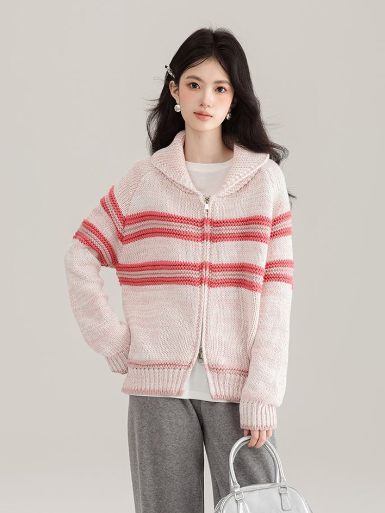 Cárdigan de punto a rayas con  - Women'S Fashion Gilet reseña y precio
