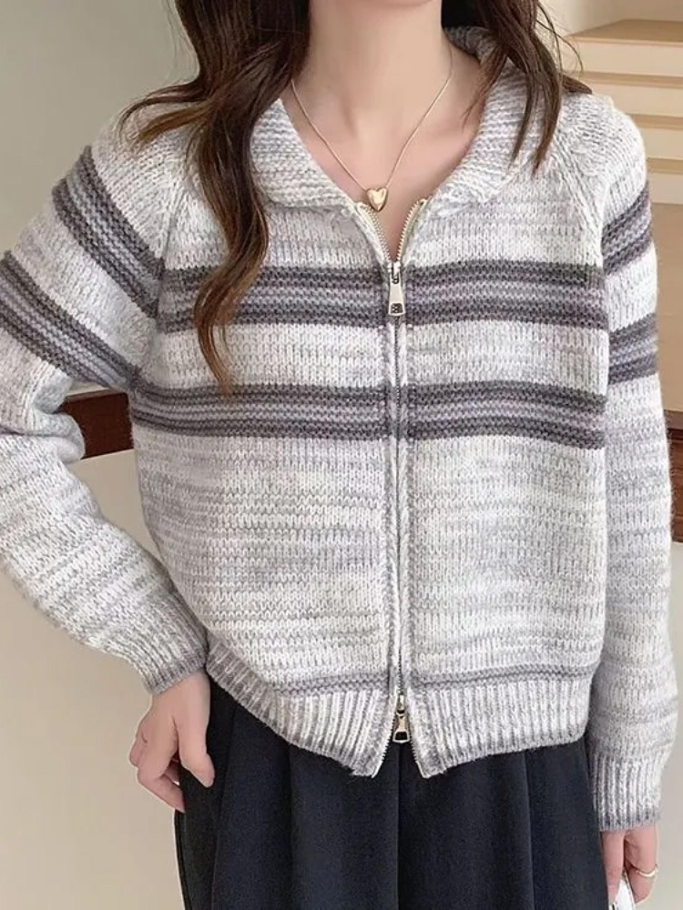 Cárdigan de punto a rayas con  - Women'S Fashion Gilet reseña y precio