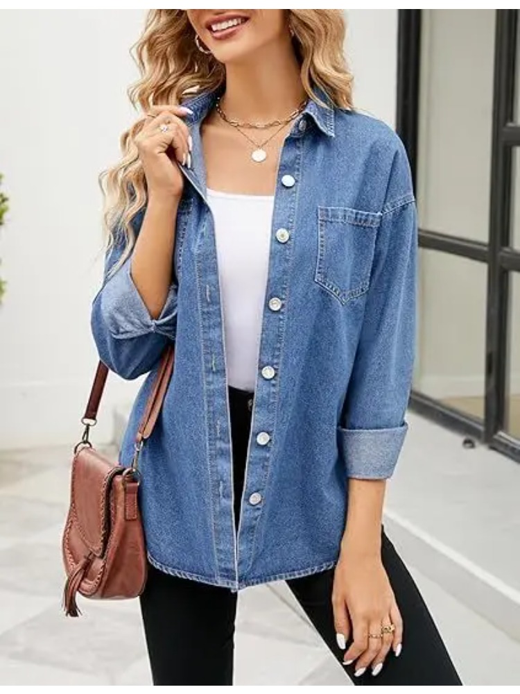 Nuevas Camisas Vaqueras Holgad - Women'S Fashion Denim Jacket reseña y precio